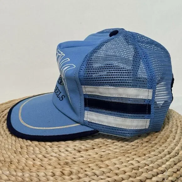 Vintage 80s North Carolina Tar Heels Three Stripes SnapBack Trucker Mesh Hat UNC